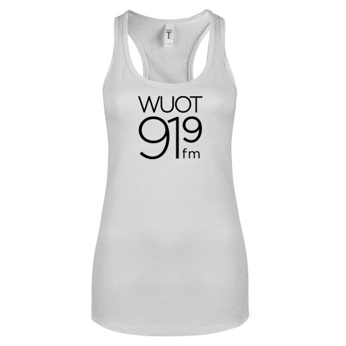  Next Level Racerback Tank White - UT Knoxville WUOT 919fm Square Logo