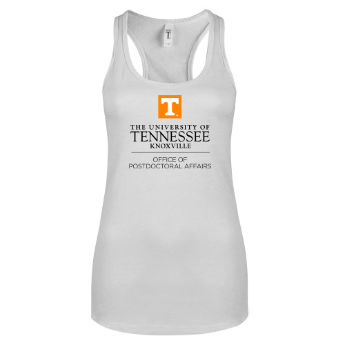  Next Level Racerback Tank White - Postdoctoral Affairs Stacked