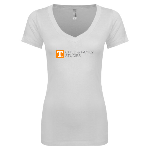  Next Level Womens White Ideal V Tee - Child and Family Studies