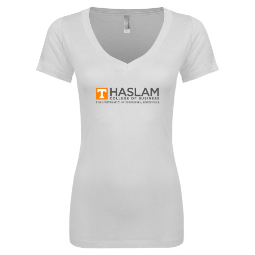  Next Level Womens White Ideal V Tee - HASLAM College of Business