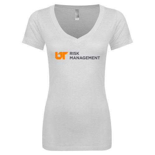  Next Level Womens White Ideal V Tee - Risk Management