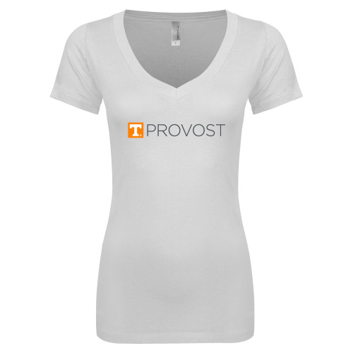  Next Level Womens White Ideal V Tee - Office of Provost One Line