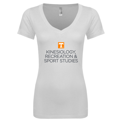  Next Level Womens White Ideal V Tee - Kinesiology Recreation and Sport Studies