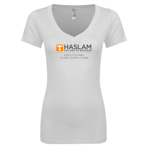  Next Level Womens White Ideal V Tee - Haslam College of Business Executive MBA Global Supply Chain Centered