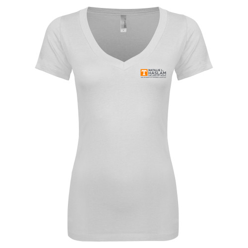  Next Level Womens White Ideal V Tee - Natalie L Haslam College of Music - UTK