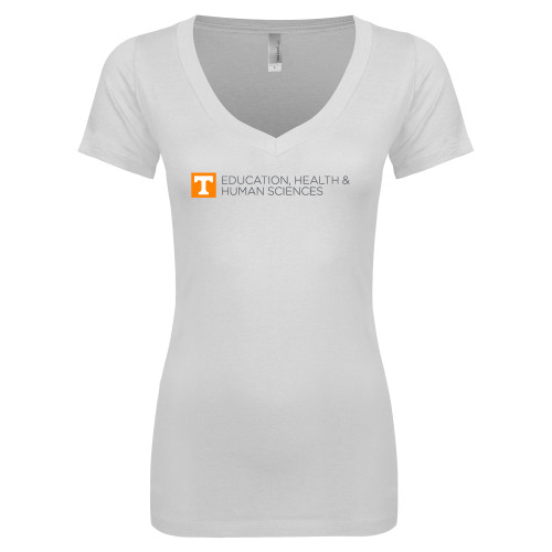  Next Level Womens White Ideal V Tee - College of Education Flat