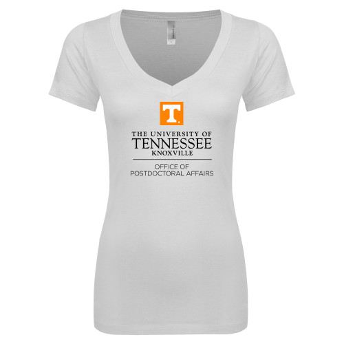  Next Level Womens White Ideal V Tee - Postdoctoral Affairs Stacked