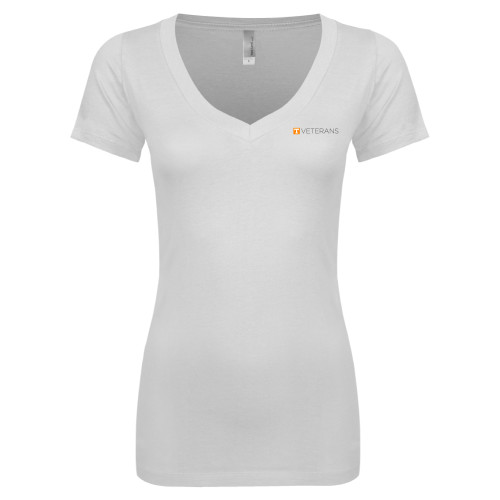  Next Level Womens White Ideal V Tee - Veterans