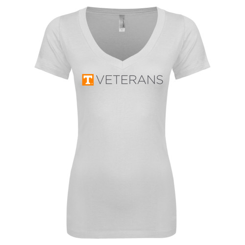  Next Level Womens White Ideal V Tee - Veterans