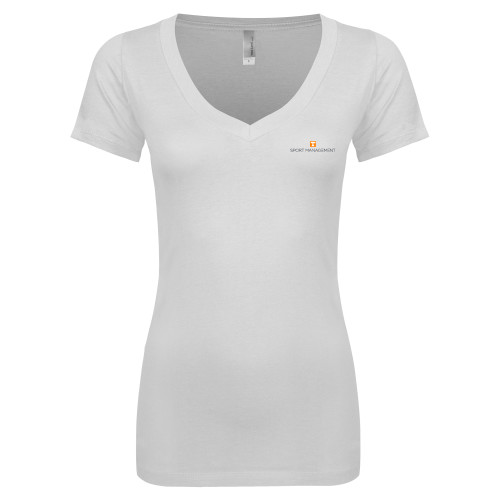  Next Level Womens White Ideal V Tee - Sport Management  Stacked One Line