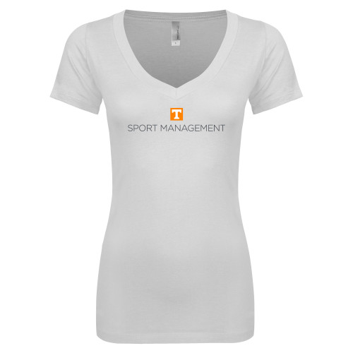  Next Level Womens White Ideal V Tee - Sport Management  Stacked One Line