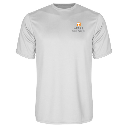  White Performance Tee - UTK - Arts and Sciences Stacked