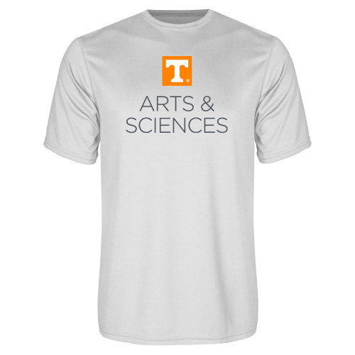  White Performance Tee - UTK - Arts and Sciences Stacked