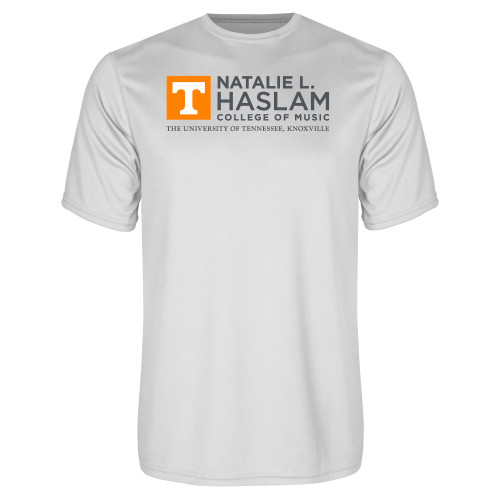  White Performance Tee - Natalie L Haslam College of Music - UTK