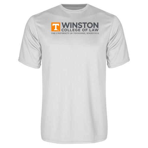  White Performance Tee - Winston College of Law - UTK Stacked