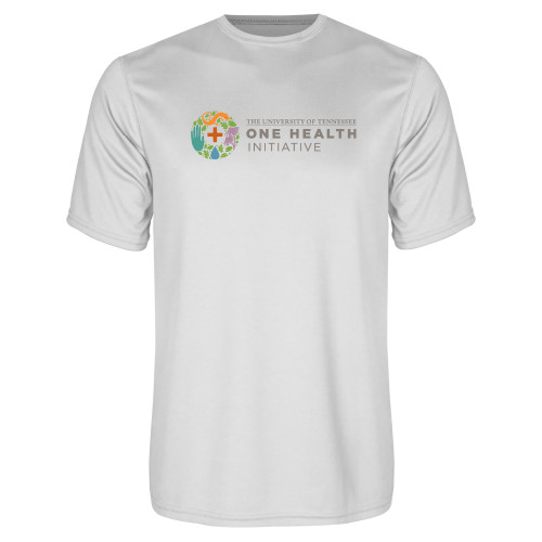  White Performance Tee - One Health Initiative Horizontal