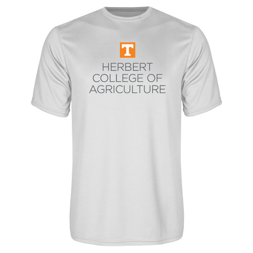  White Performance Tee - Herbert College of Agriculture Stacked