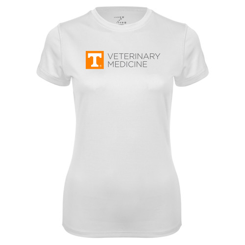  Womens White Performance Tee - CVM - College of Veterinary Medicine