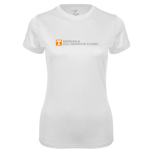  Womens White Performance Tee - UT Knoxville Emerging and Collaborative Studies