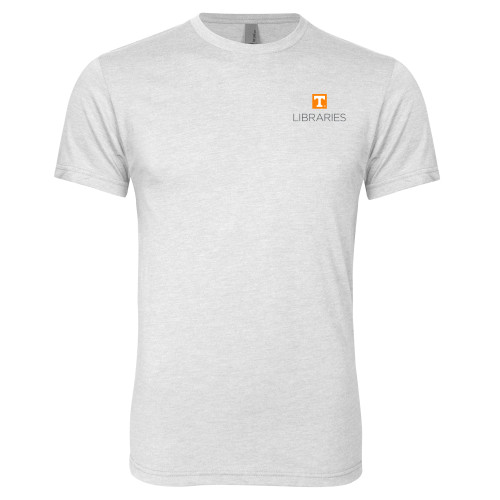  Next Level Heather White Triblend Tee - UTK - Libraries Stacked