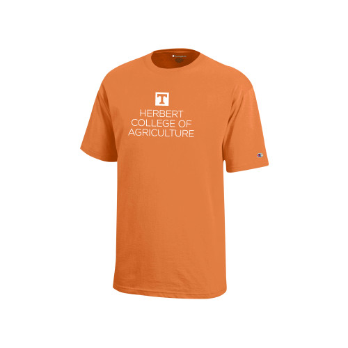  Champion Youth Spirit Orange Short Sleeve Tee - Herbert College of Agriculture Stacked