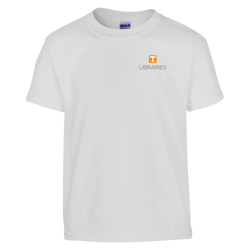  Youth White T Shirt - UTK - Libraries Stacked