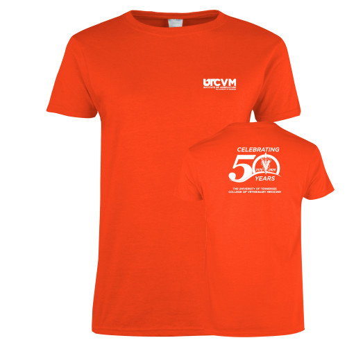  Womens Orange Short Sleeve Tee - UTCVM 50th Anniversary