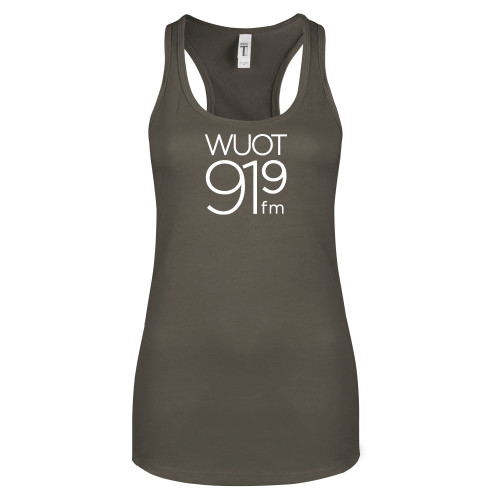  Next Level Womens Charcoal Racerback Tank  - UT Knoxville WUOT 919fm Square Logo