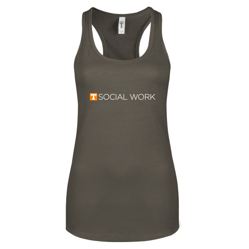  Next Level Womens Charcoal Racerback Tank - Social Work