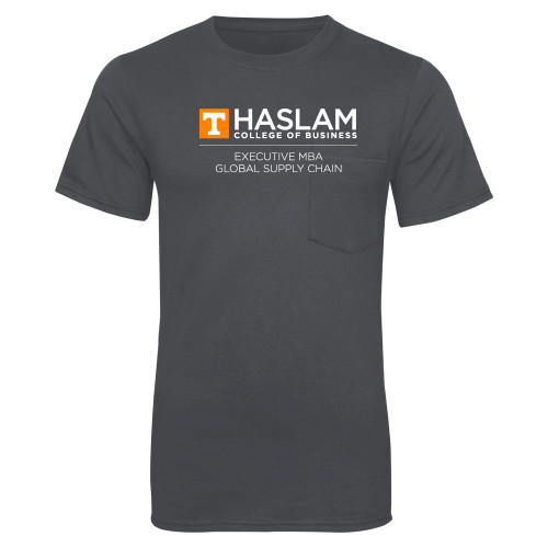  Charcoal T Shirt w/Pocket - Haslam Global Supply Chain Centered