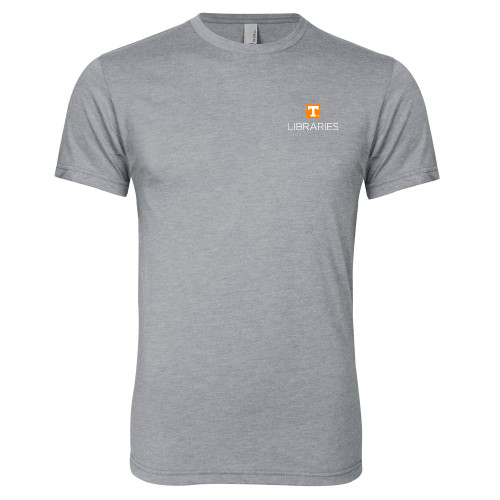  Next Level Heather Grey Triblend Tee - UTK - Libraries Stacked