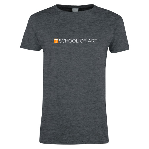  Womens Dark Heather Short Sleeve Tee - School of Art Horizontal