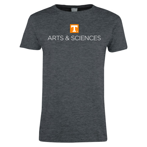  Womens Dark Heather Short Sleeve Tee - UTK - Arts and Sciences Stacked One Line