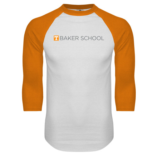  White/Orange Raglan Baseball T Shirt - UTK - Baker School Simplified