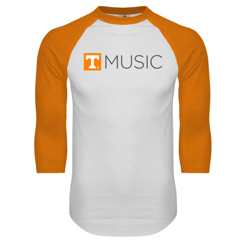  White/Orange Raglan Baseball T Shirt - UT Knoxville Music