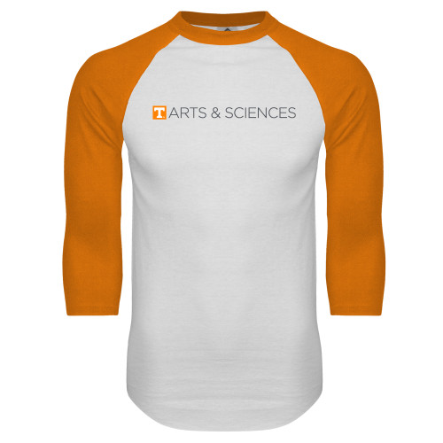  White/Orange Raglan Baseball T Shirt - UTK - Arts and Sciences