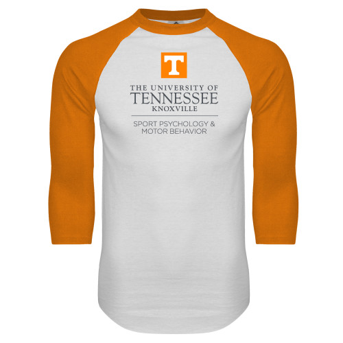  White/Orange Raglan Baseball T Shirt - Sport Psychology and Motor Behavior - UTK