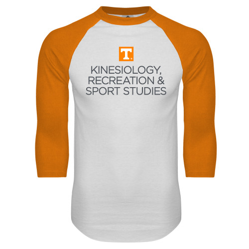  White/Orange Raglan Baseball T Shirt - Kinesiology Recreation and Sport Studies