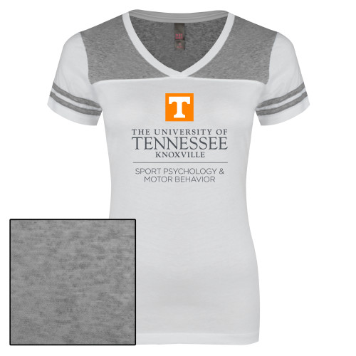  Womens White/Heather Grey Varsity V Neck Tee  - Sport Psychology and Motor Behavior - UTK