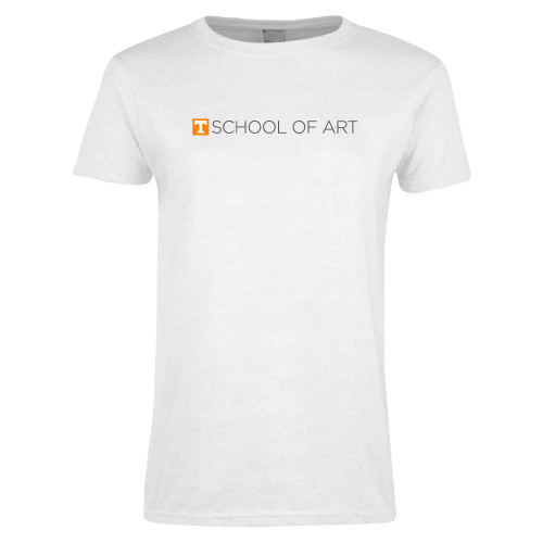  Womens White Short Sleeve Tee - School of Art Horizontal