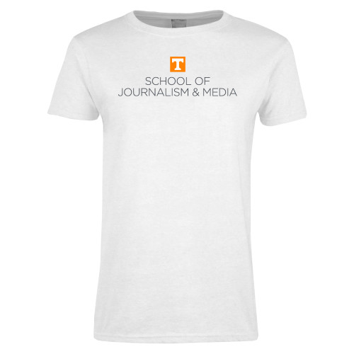  Womens White Short Sleeve Tee - UT Knoxville School of Journalism and Media