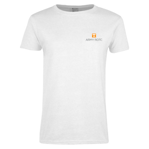  Womens White Short Sleeve Tee - UTK - Army ROTC Stacked