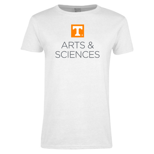  Womens White Short Sleeve Tee - UTK - Arts and Sciences Stacked