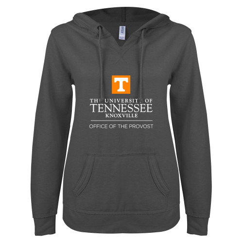 UT Knoxville ENZA Womens Dark Heather V Notch Raw Edge Fleece Hood