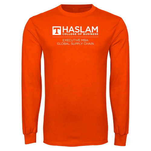  Orange Long Sleeve T Shirt - Haslam College of Business Executive MBA Global Supply Chain Centered