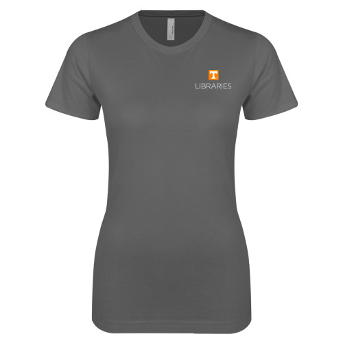  Next Level Womens Charcoal Boyfriend Tee - UTK - Libraries Stacked