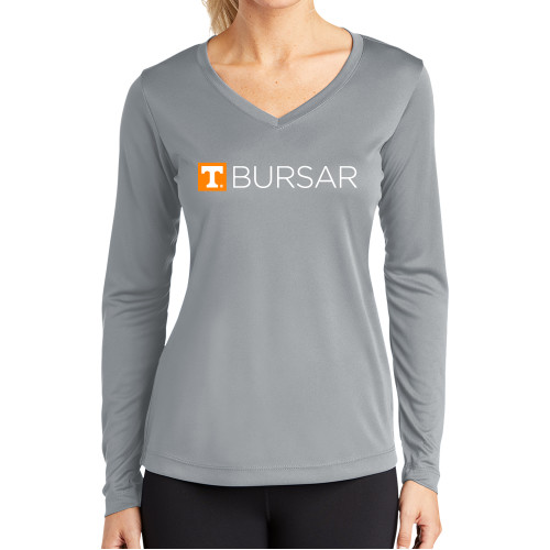 Main Image for  Womens Grey Performance Long Sleeve V Neck Shirt