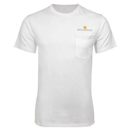  White T Shirt w/Pocket - UTK - Arts and Sciences Stacked One Line