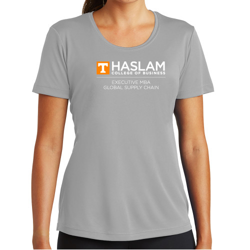  Womens Grey Performance Short Sleeve Tee - Haslam Global Supply Chain Centered