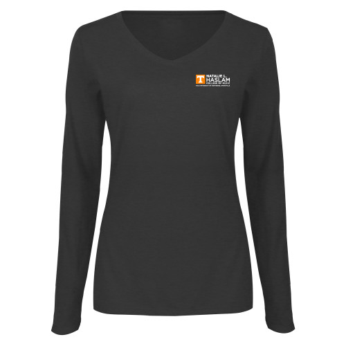  Womens Dark Heather Long Sleeve V Neck Tee  - Natalie L Haslam College of Music - UTK